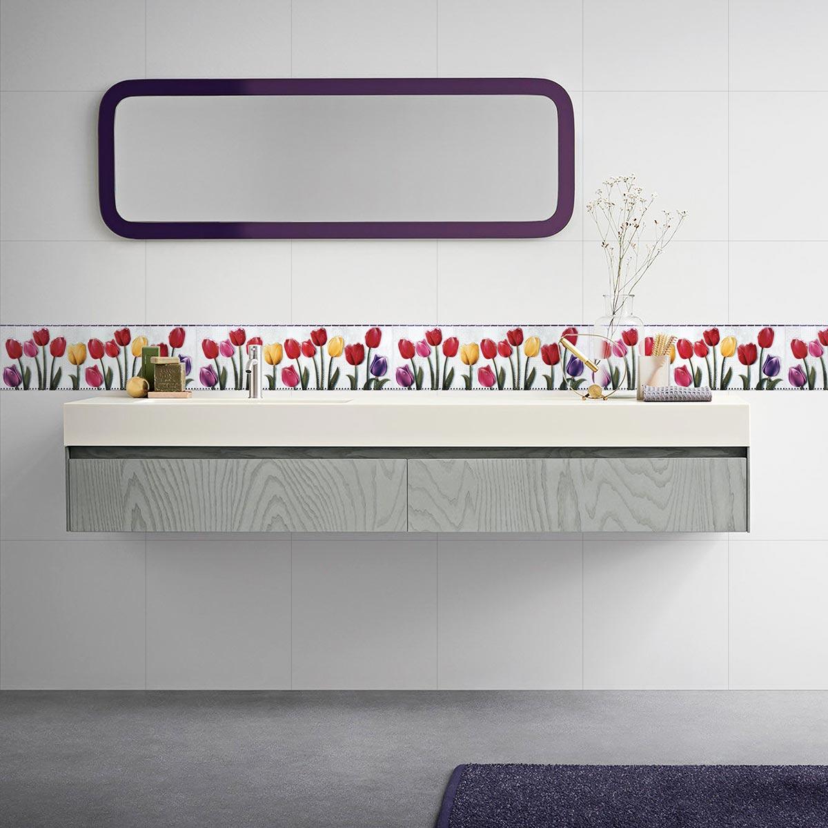 Listelo Tulipanes Blanco Brillante - 15X45 cm - 1 pza