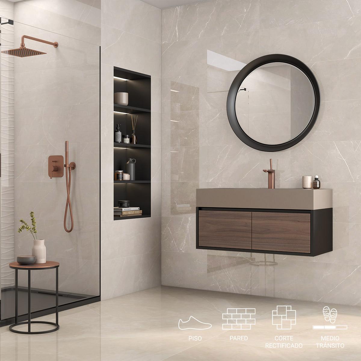 Porcelanato Dagma Marfil Brillante - 60X60 cm - 1.44 m2
