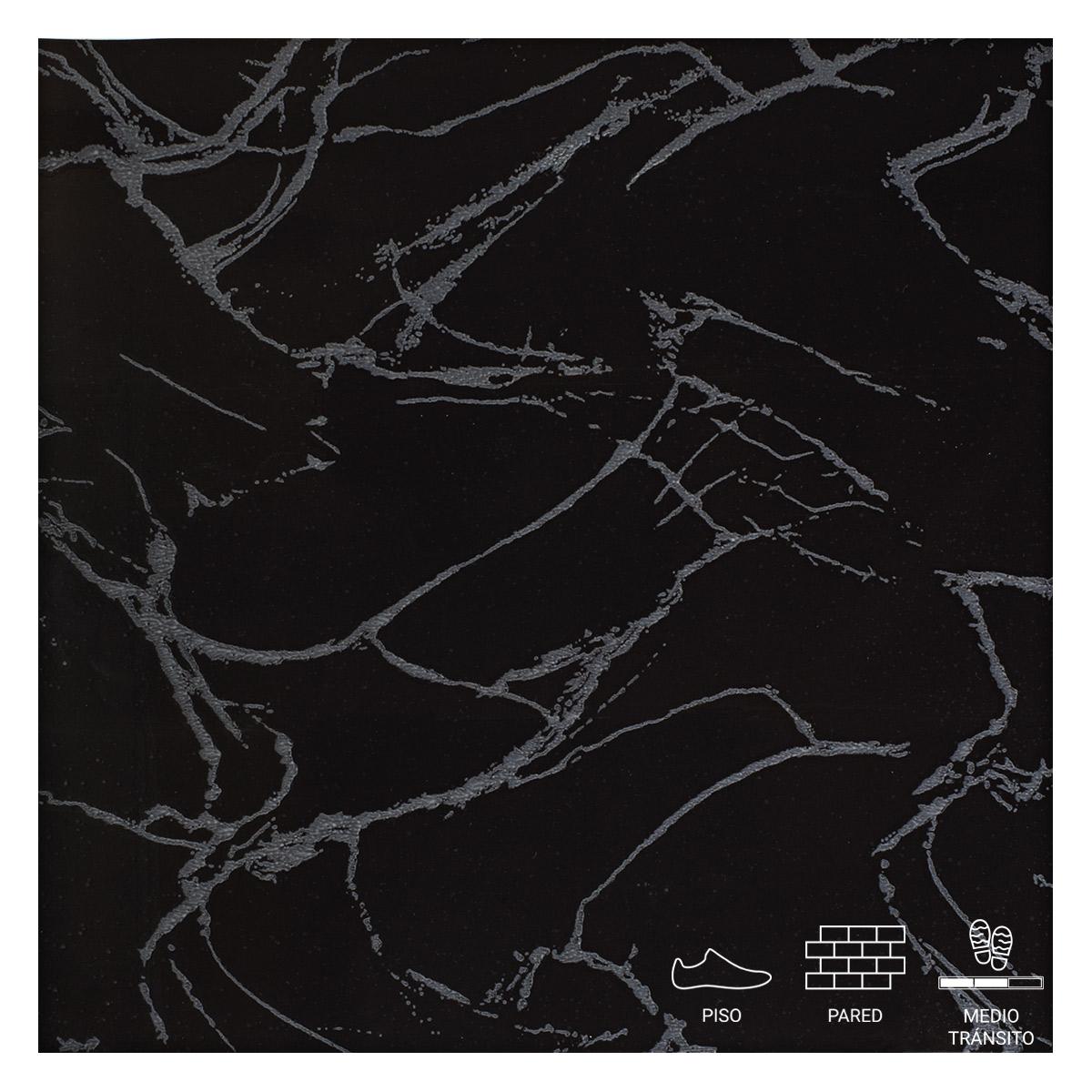 Piso Perlado Negro Brillante - 45X45 cm - 2.03 m2
