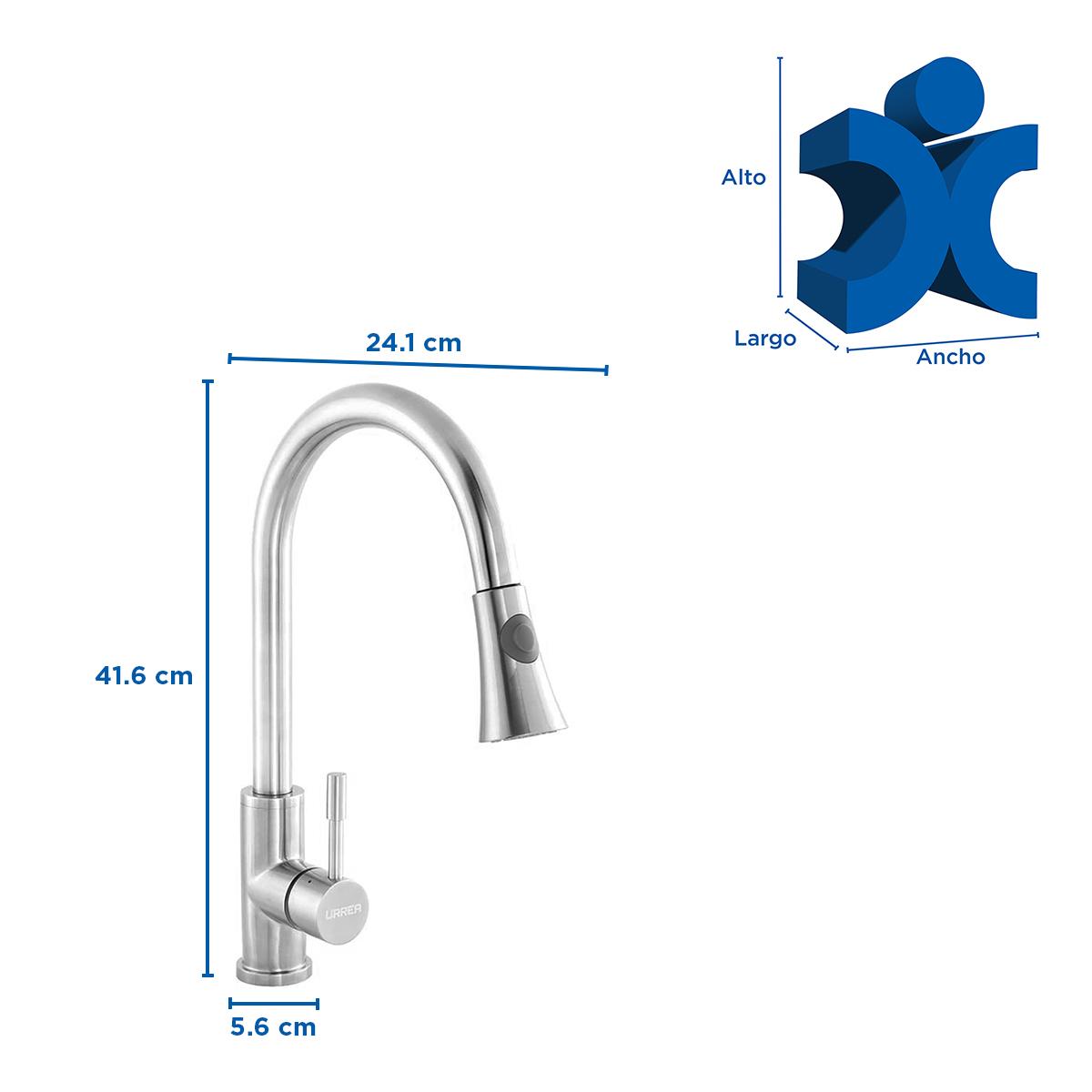 Monocomando Stal Para Cocina - Plateado