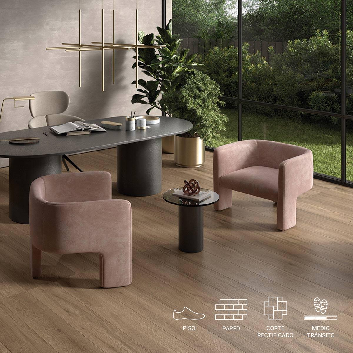 Porcelanato Dama Beige Oscuro Natural - 20x150 cm - 2.10 m2