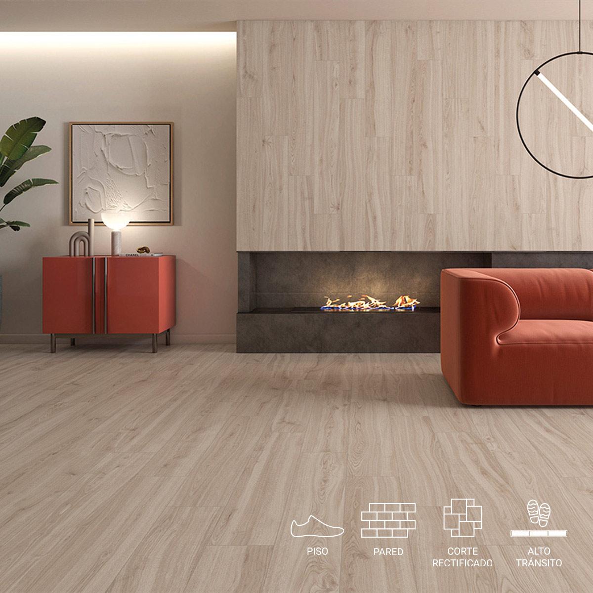 Porcelanato Madison Beige Mate - 20X120 cm - 1.68 m2