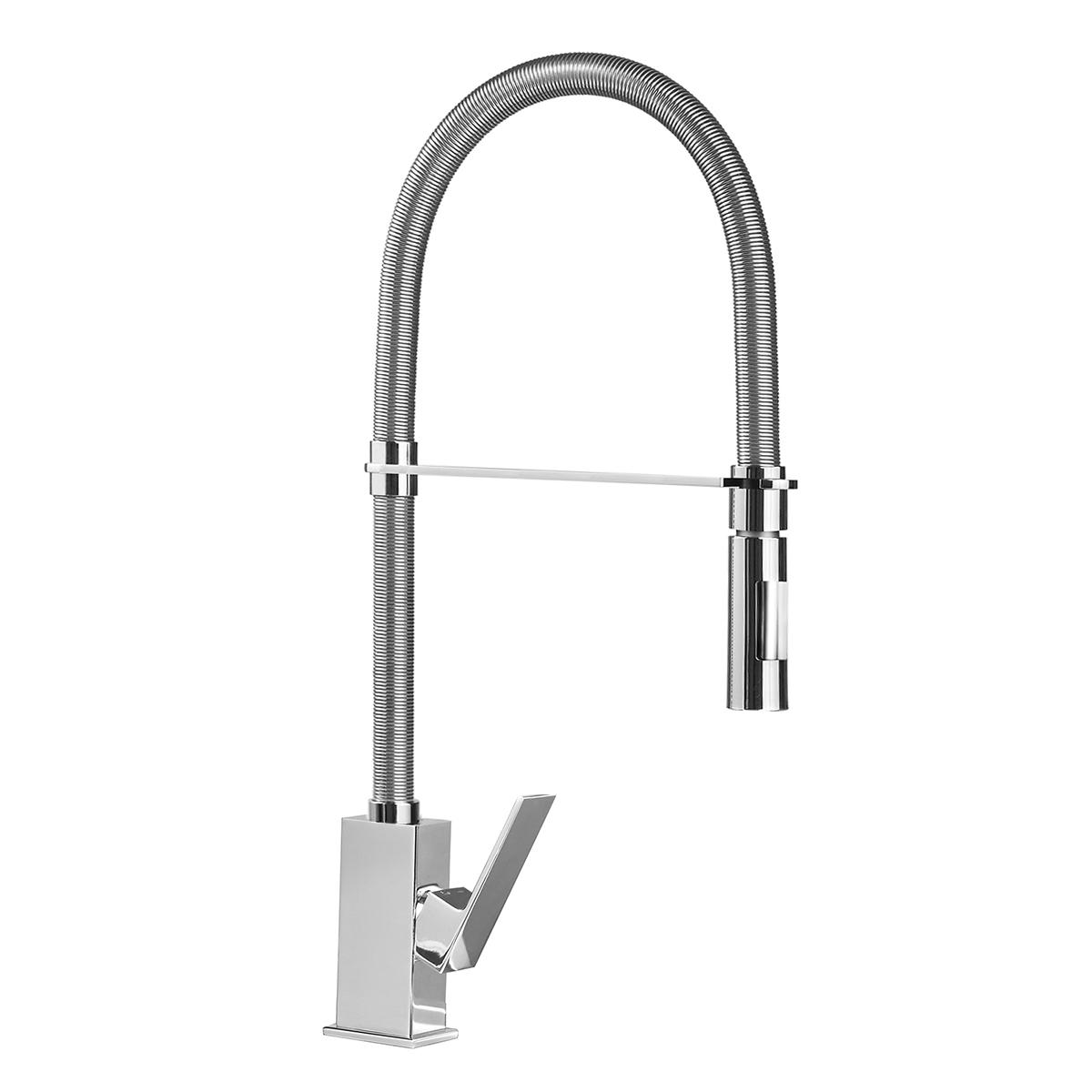 Monocomando Square Para Cocina - Plateado