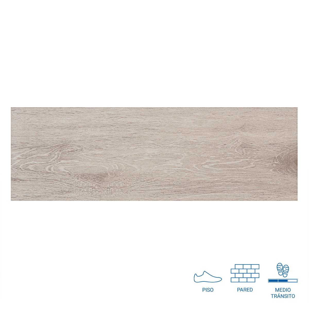 Piso Mole II Mad Gris Brillante - 20 x 60 cm - 1.20 m2