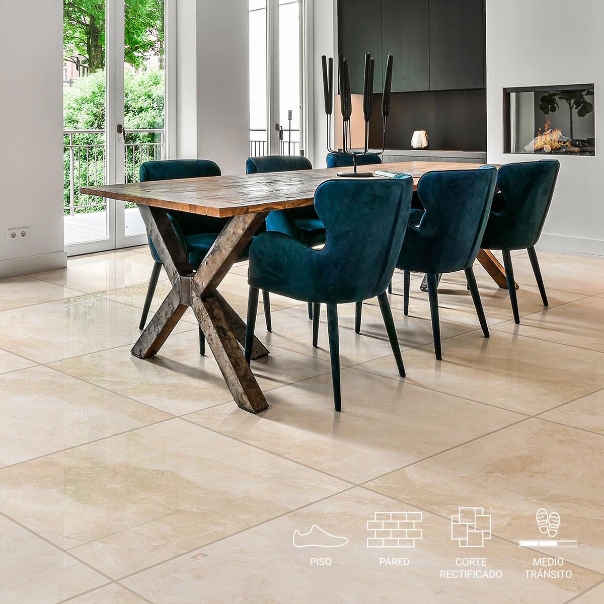 Gres Porcelánico Super Gloss Moscato Beige Brillante - 60X60 cm - 1.44 m2