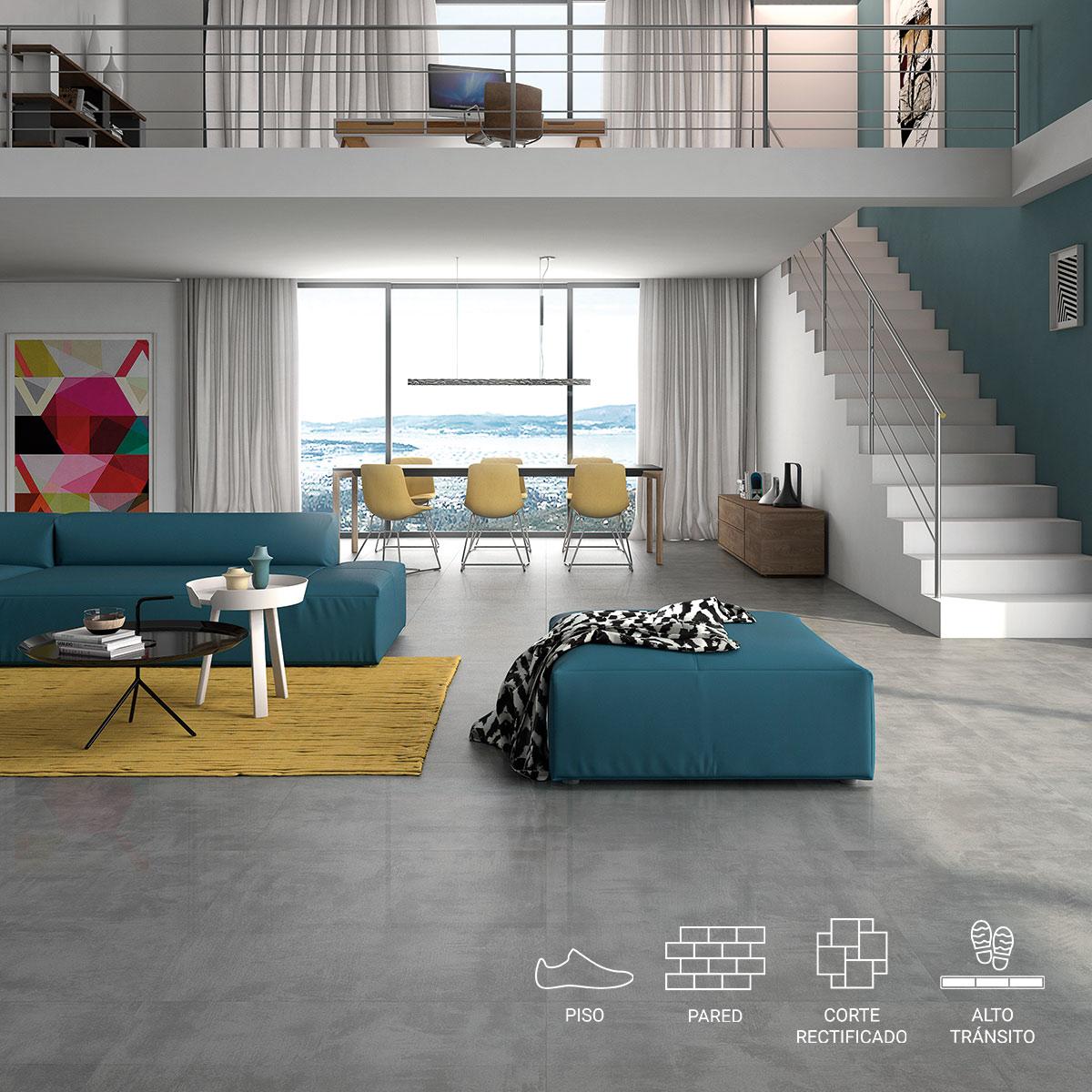 Porcelanato Cemento Gris Lappato Semi Brillante - 60X60 cm - 1.44 m2