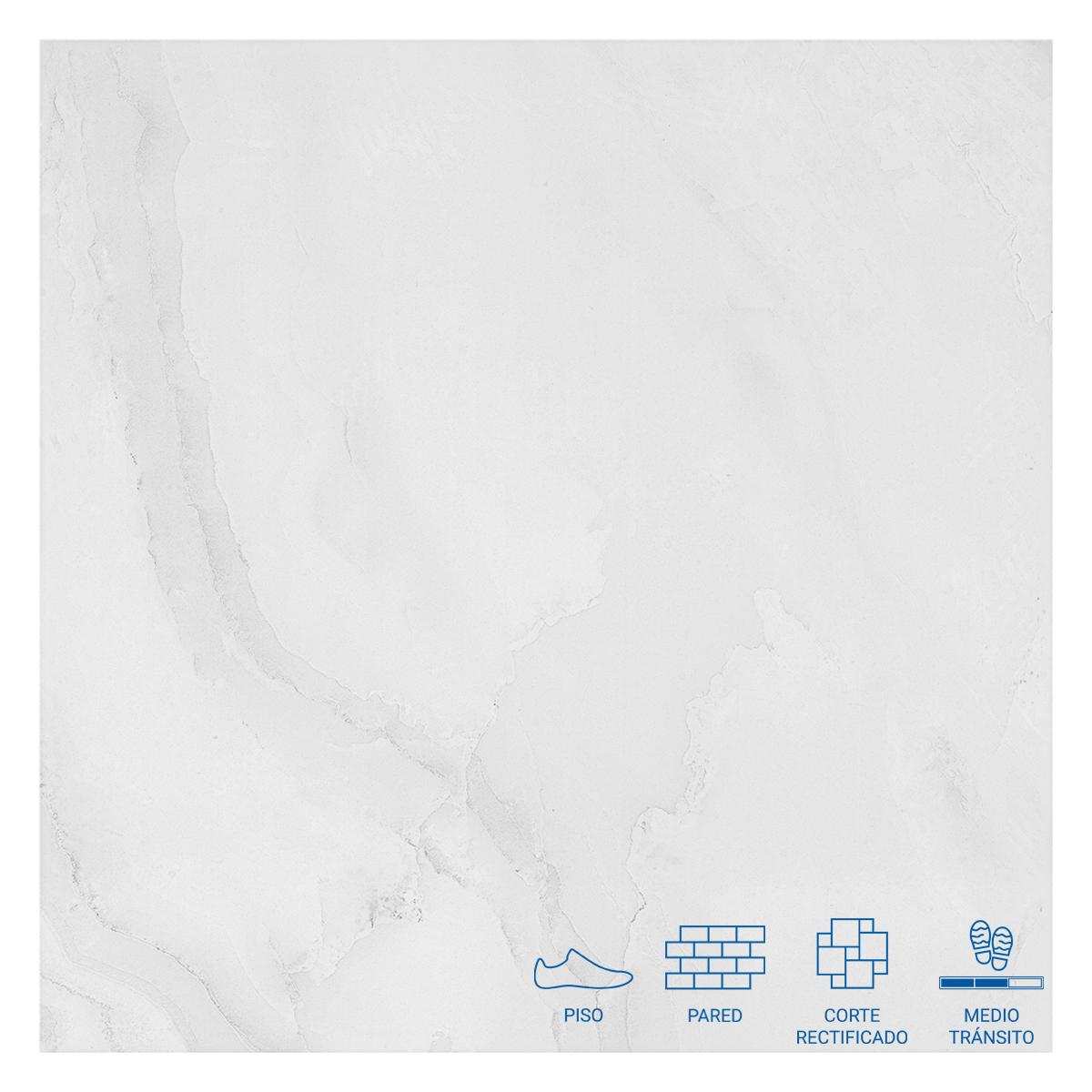 Porcelanato Marbled Gris Brillante - 60X60 cm - 1.44 m2