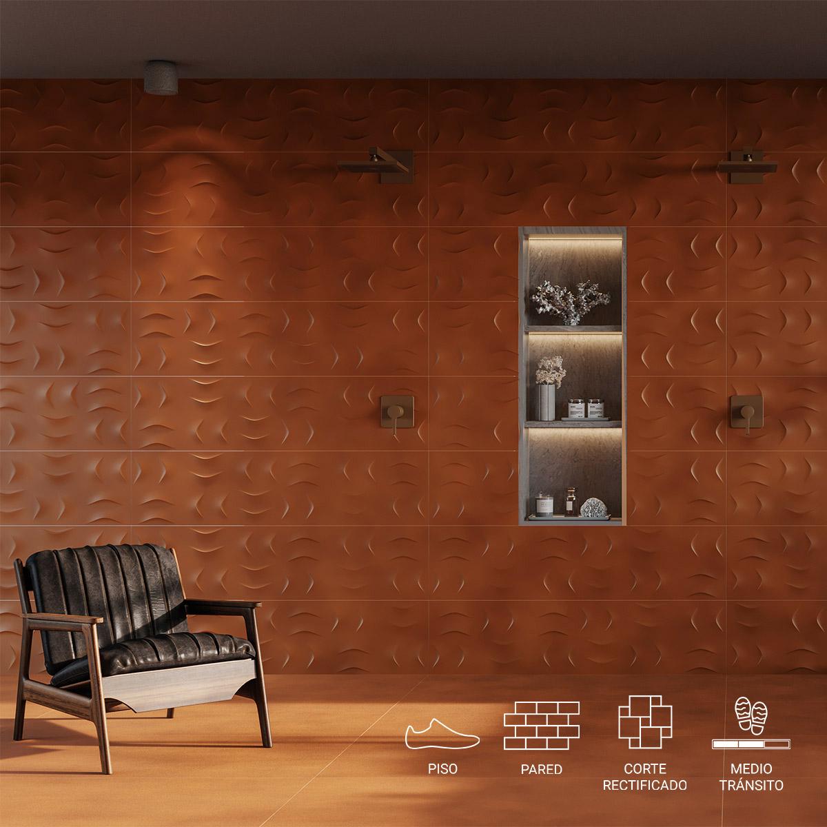 Porcelanato Luster Brown Natural Rectificado - 58.4 x 117 cm - 1.37 m2