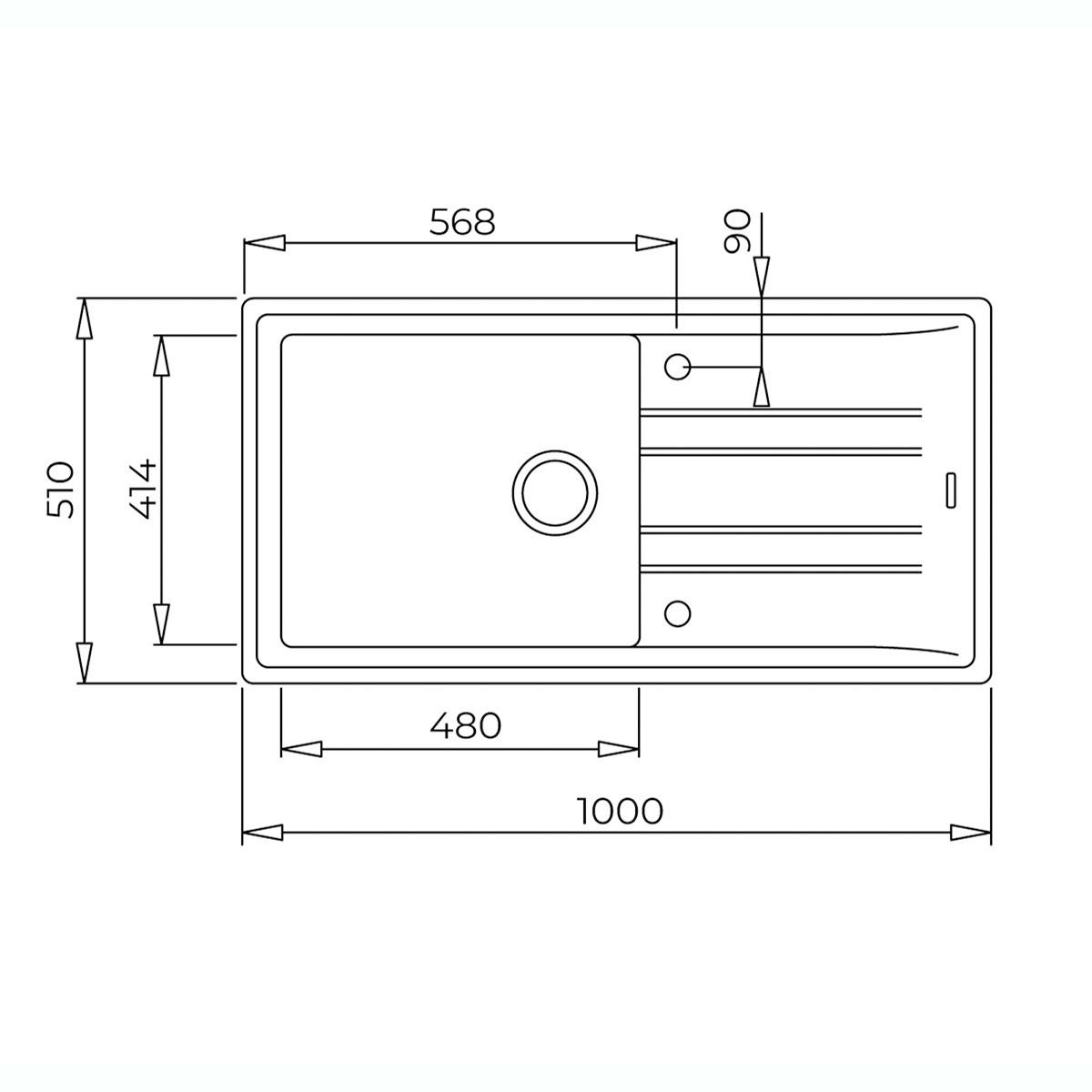Lavadero Stone 60 LTG1C Para Encimera - Negro