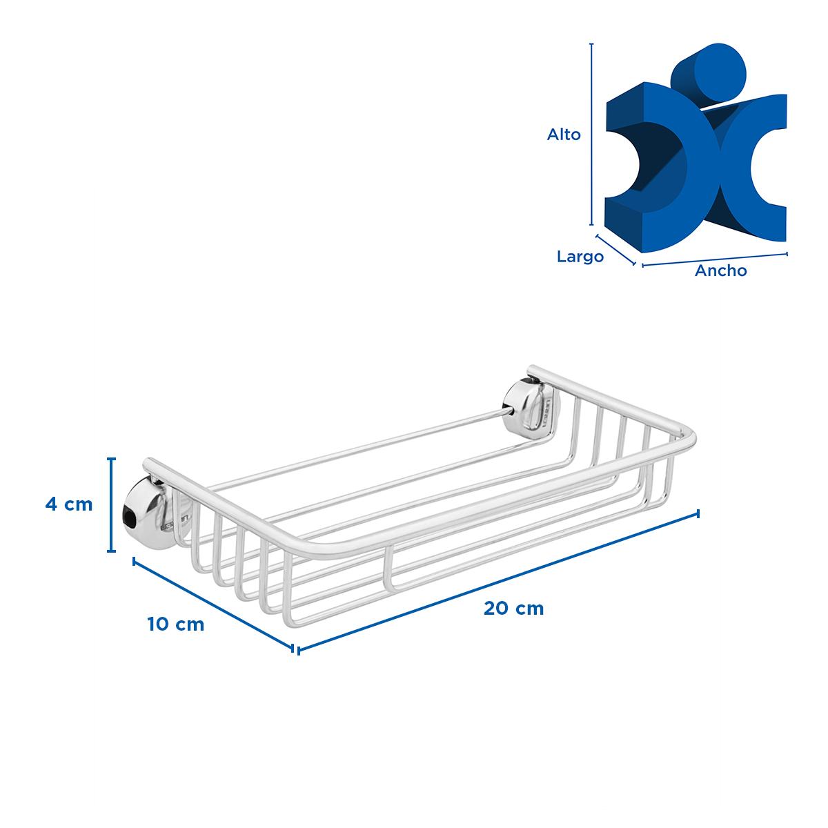 Jabonera Repisa Rectangular Acero Inoxidable - 20X10X4