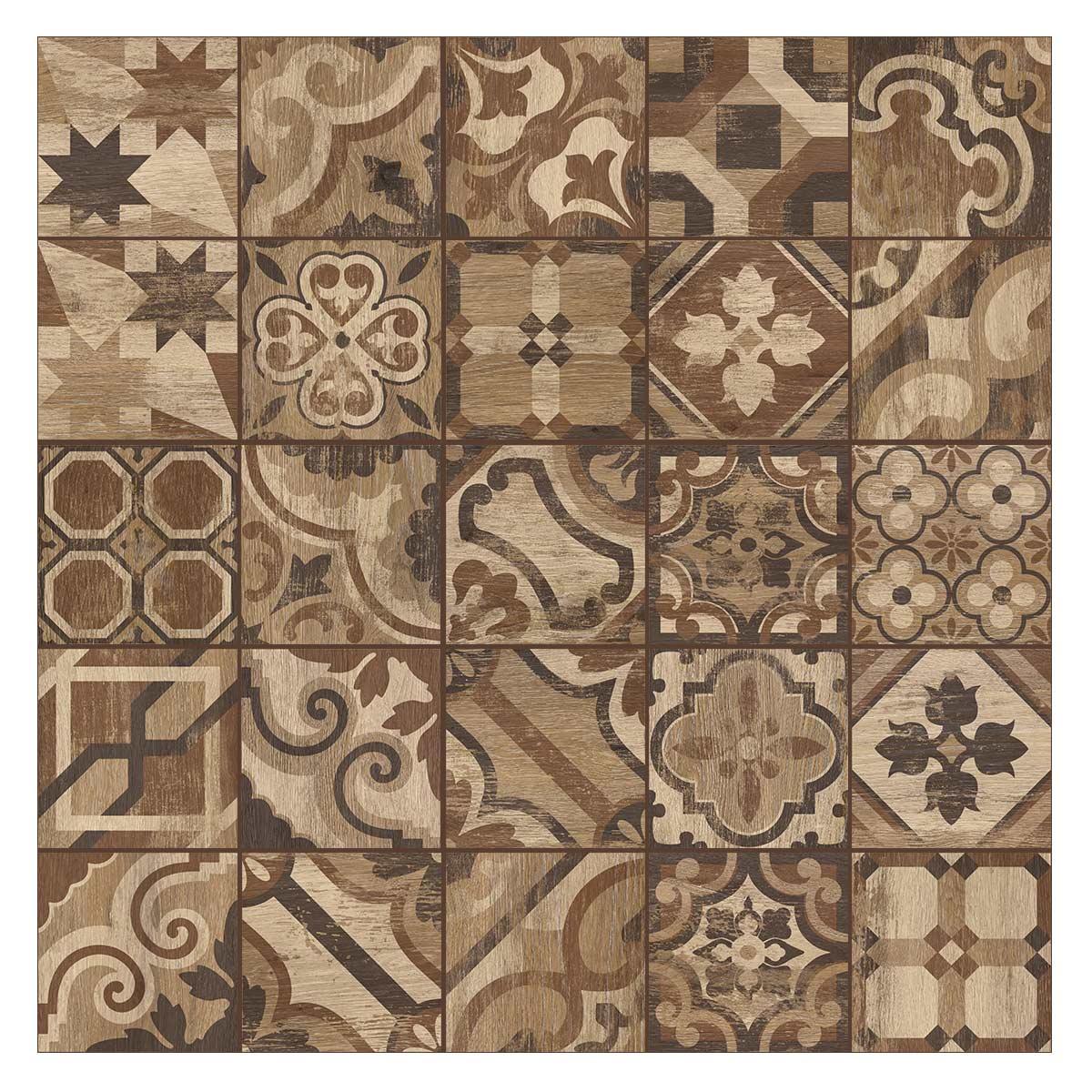 Porcelanato Hidraulicwood Moka Mate - 20x20 - 0.60 m2