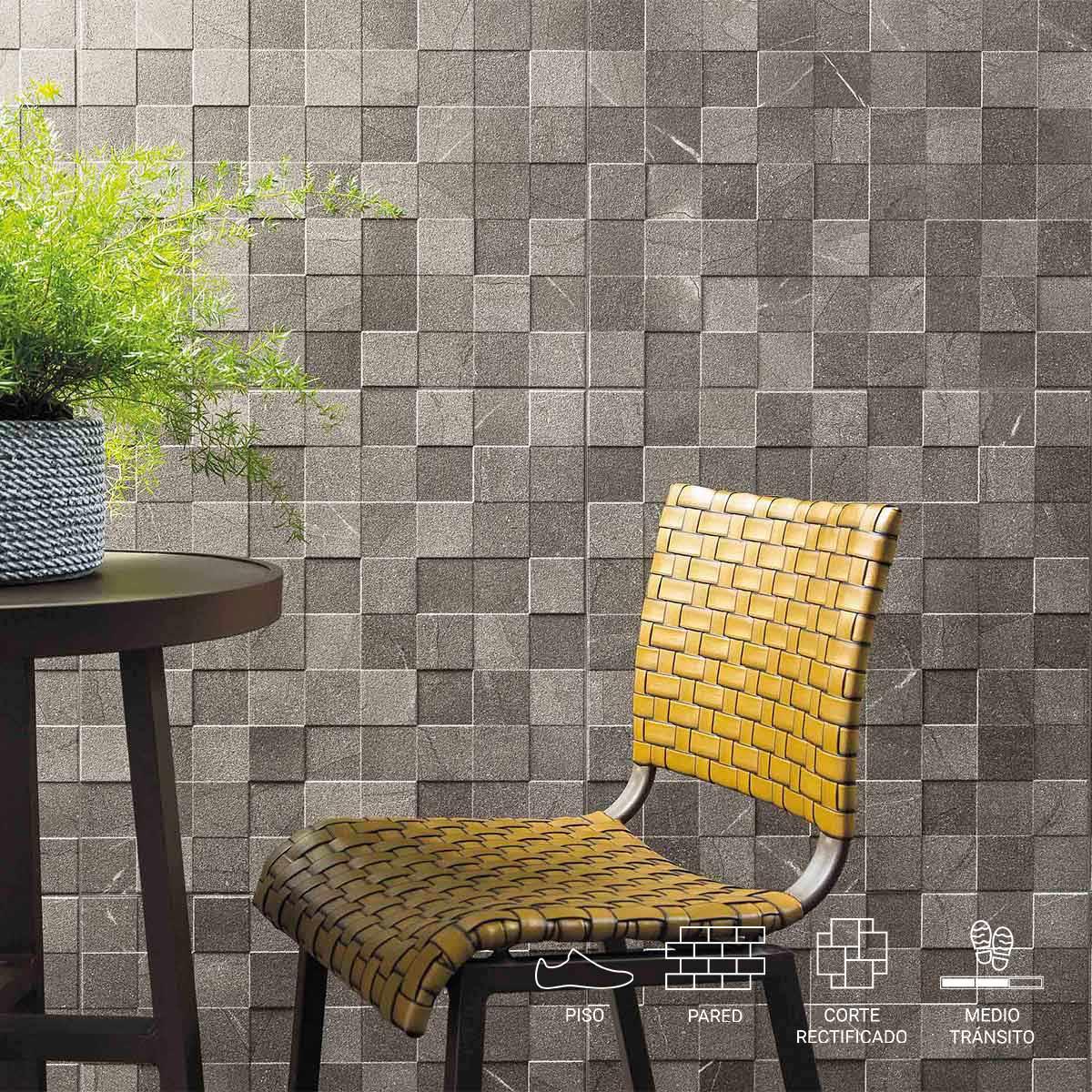 Porcelanato Simetria Gris Mate - 59X59 cm - 1.70 m2