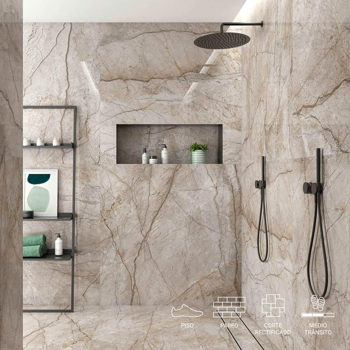 Porcelanato Sonante Tortora Marrón Pulido - 60X120 cm - 1.44 m2