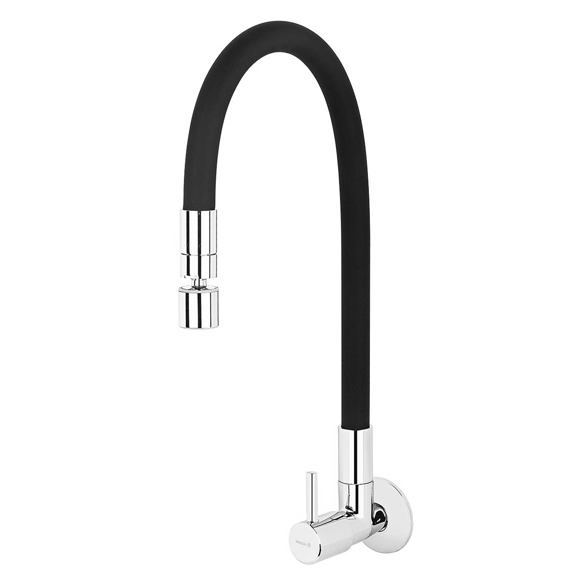 Llave Memphis Para Lavadero Pico Flexible - Plateado/Negro