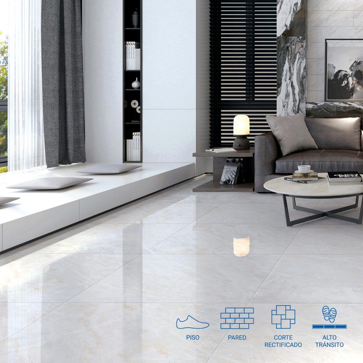 Gres Porcelánico Super Gloss Caliza Marfil Brillante - 60X60 cm - 1.44 m2