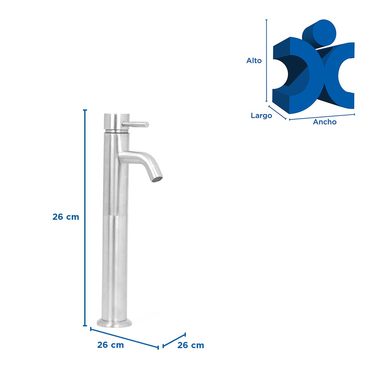 Monocomando Stal Para Lavatorio Alto - Plateado
