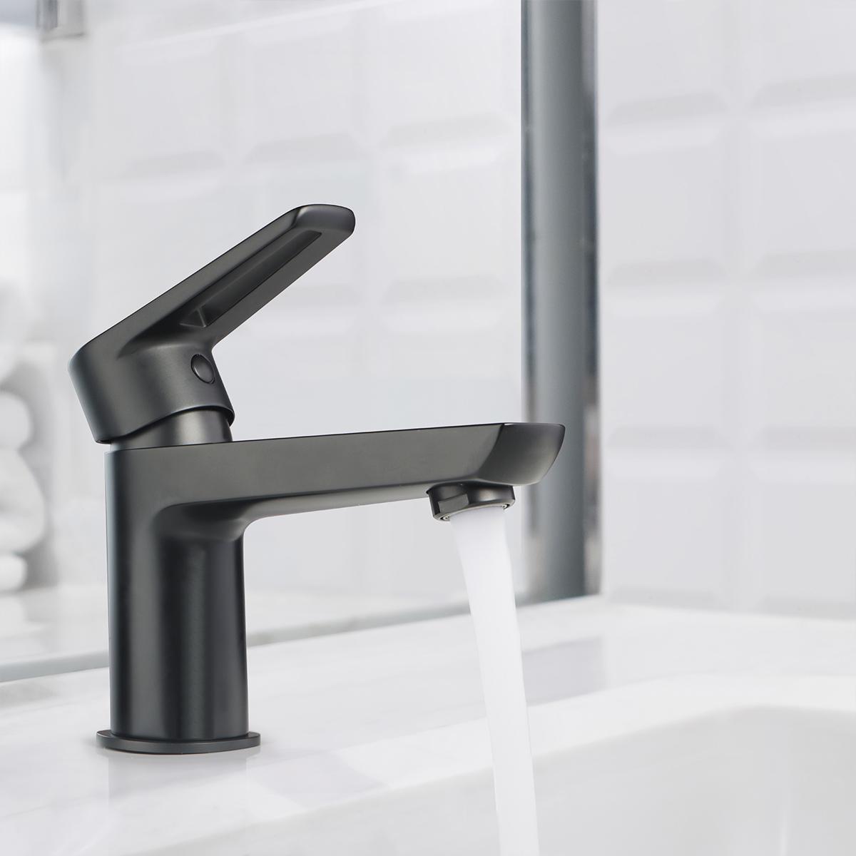 Monocomando Tempra Para Lavatorio Pico Bajo - Negro