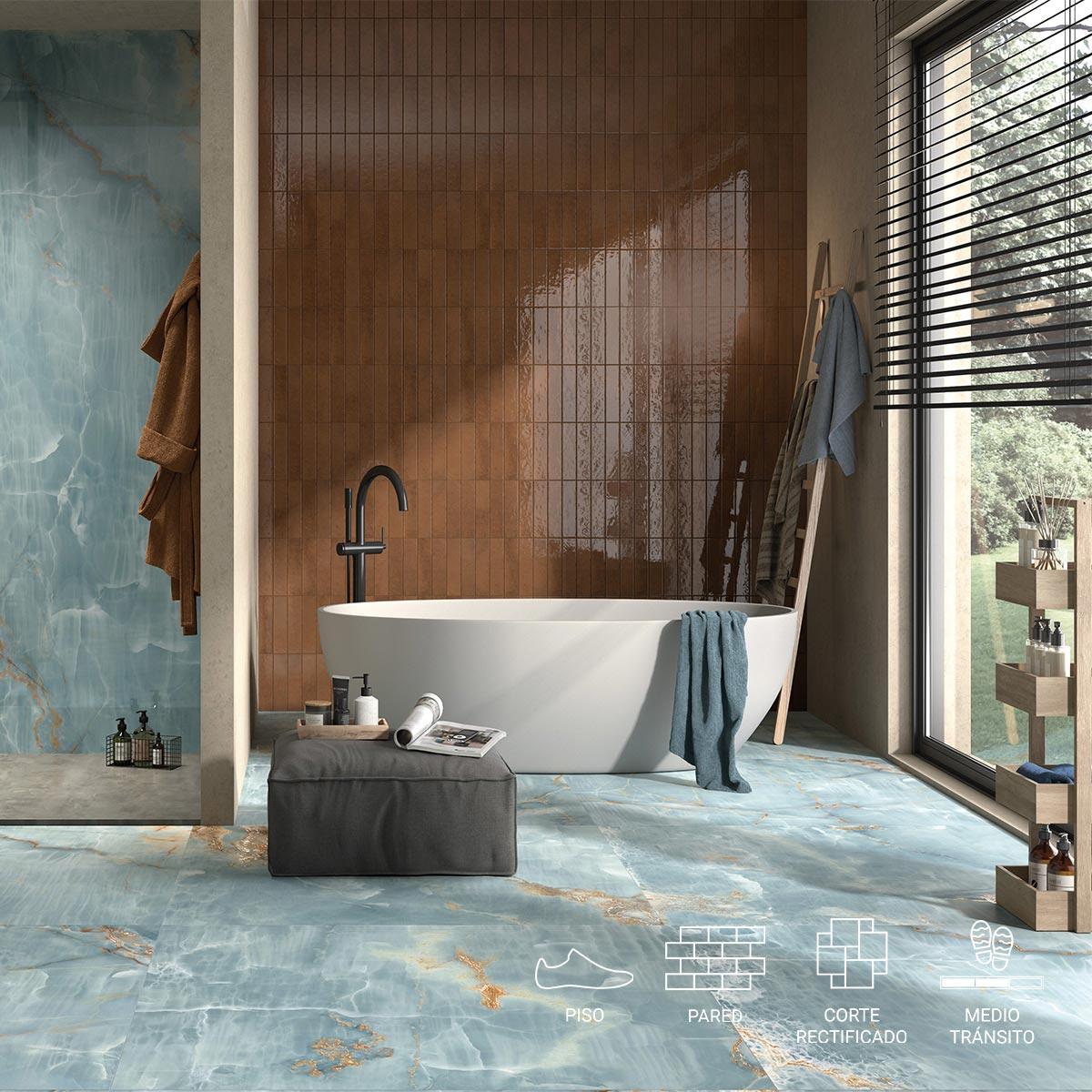 Porcelanato Onyx Aqua Azul Natural - 60x120 cm - 2.88 m2