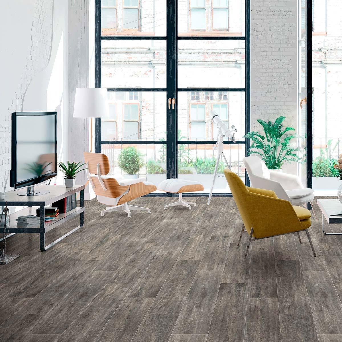 Gres Porcelánico Alerce Maderato Tablon Grafito - 19 x 118 cm - 1.34 m2