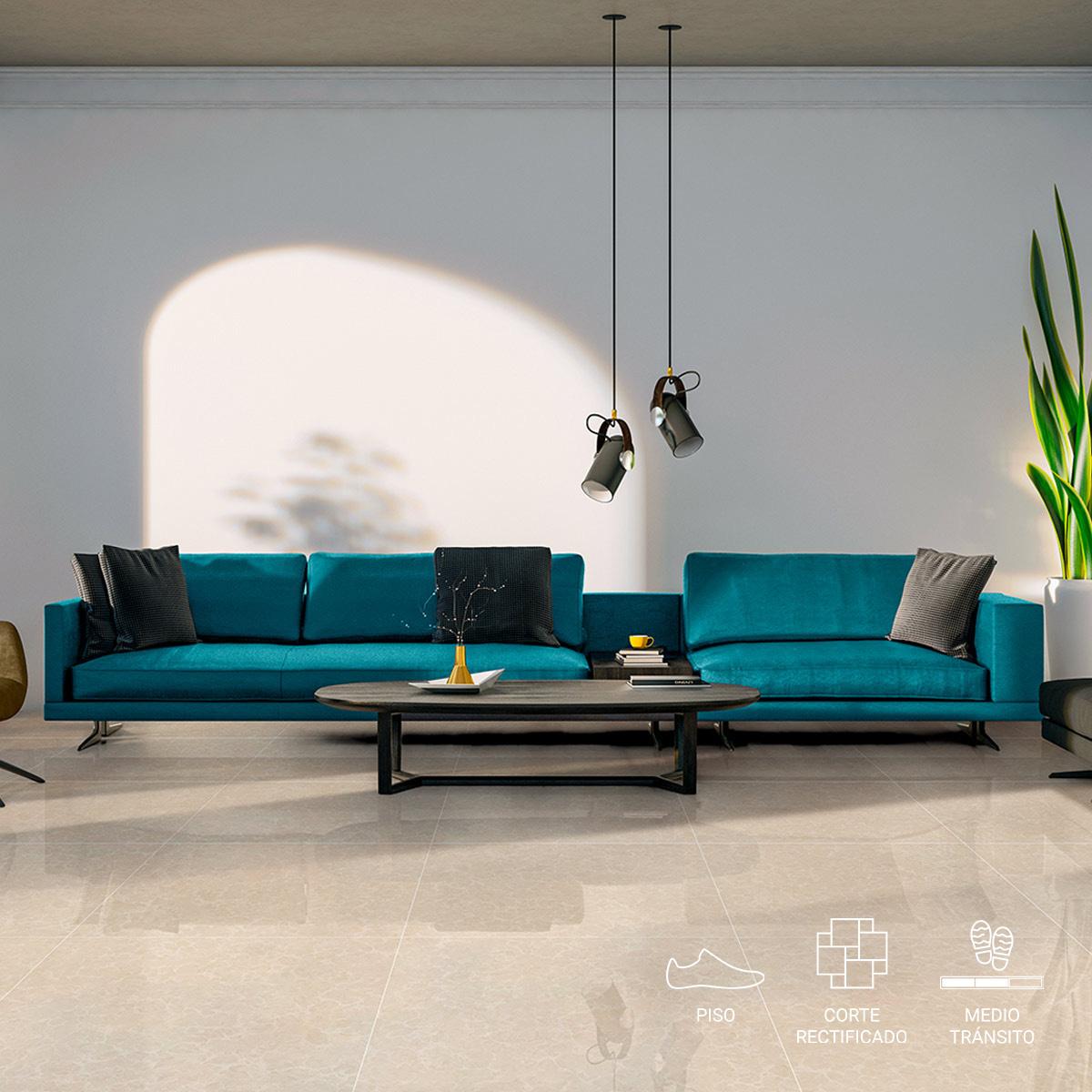 Porcelanato Tabit Doble Carga Blanco Brillante - 60X60 cm - 1.44 m2