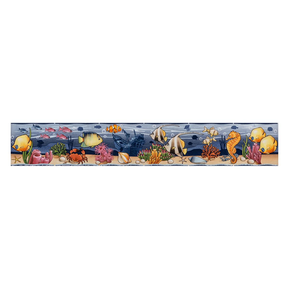 Listelo Mundo Marino Blanco Brillante - 45X7.5 cm - 1 pza