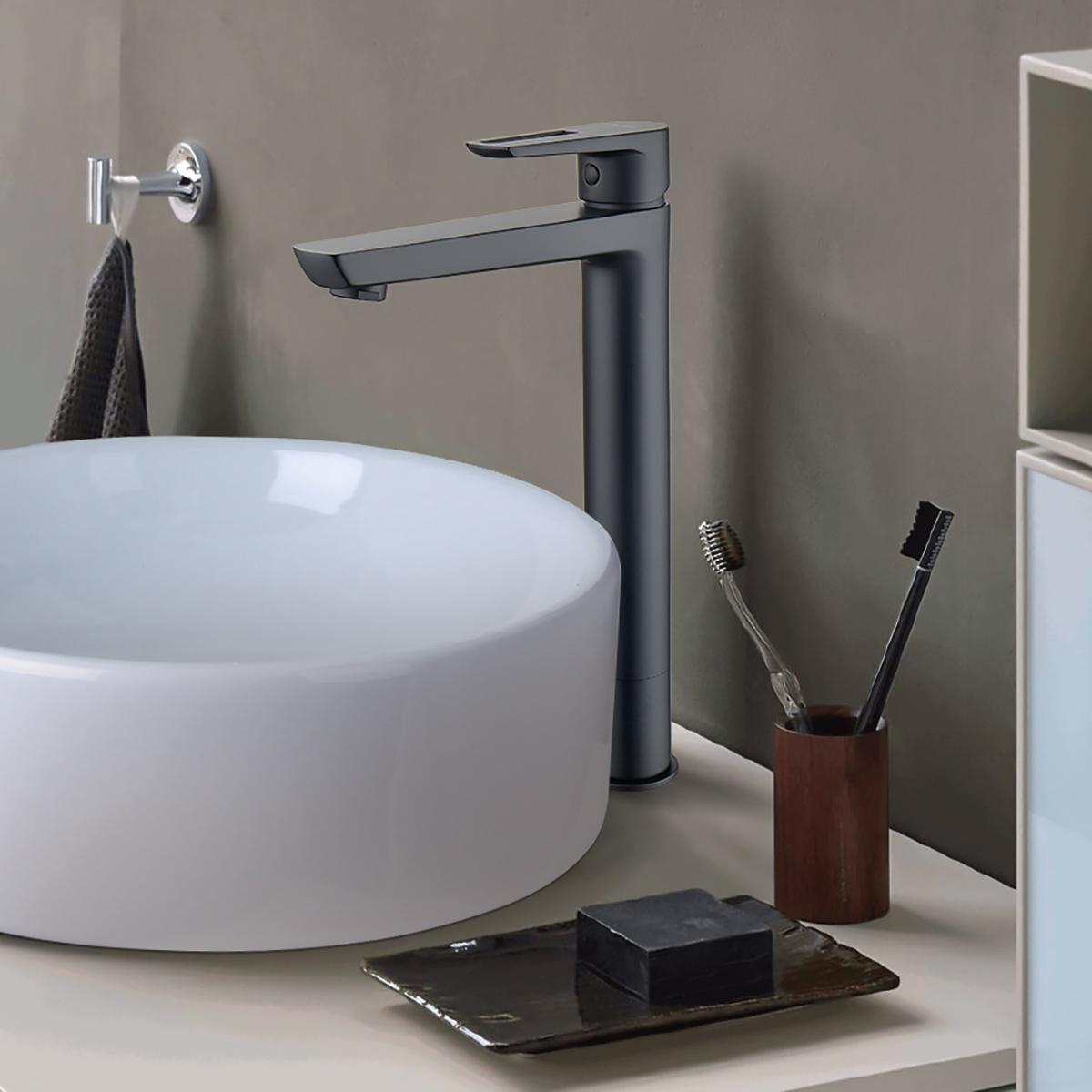 Monocomando Tempra Para Lavatorio Pico Alto - Negro