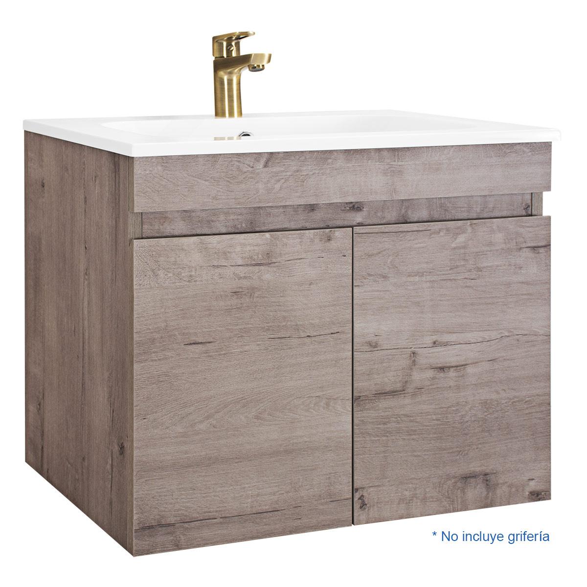 Mueble De Baño Origin Socina Marron Mate Susp Inc. Lavatorio + Espejo