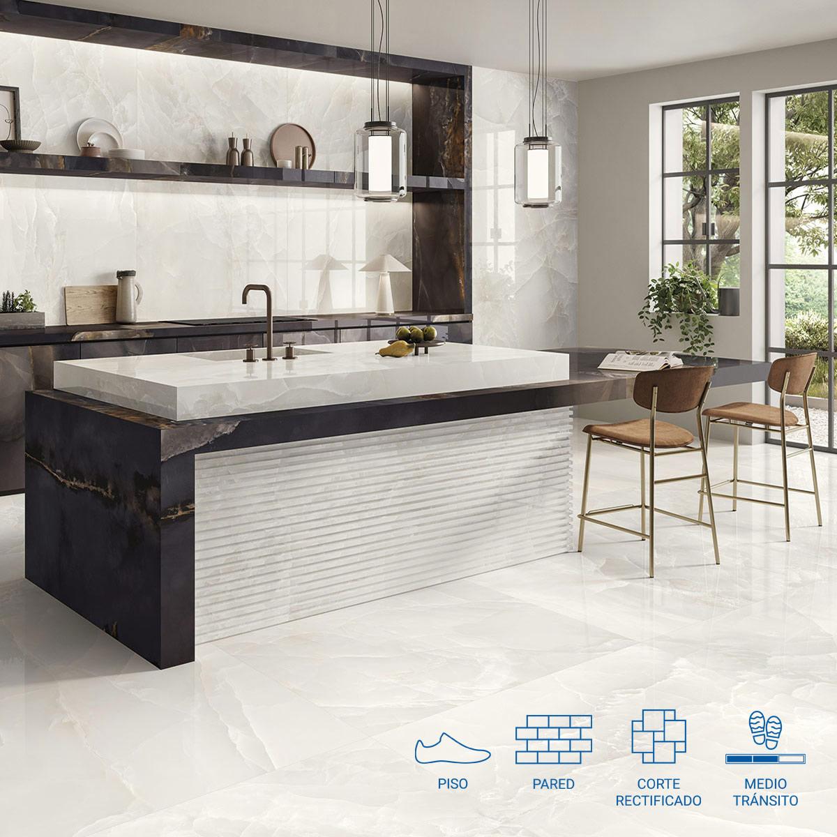 Porcelanato Tele Di Marmo Onyx Marfil Brillante - 120X278 cm - 3.33 m2