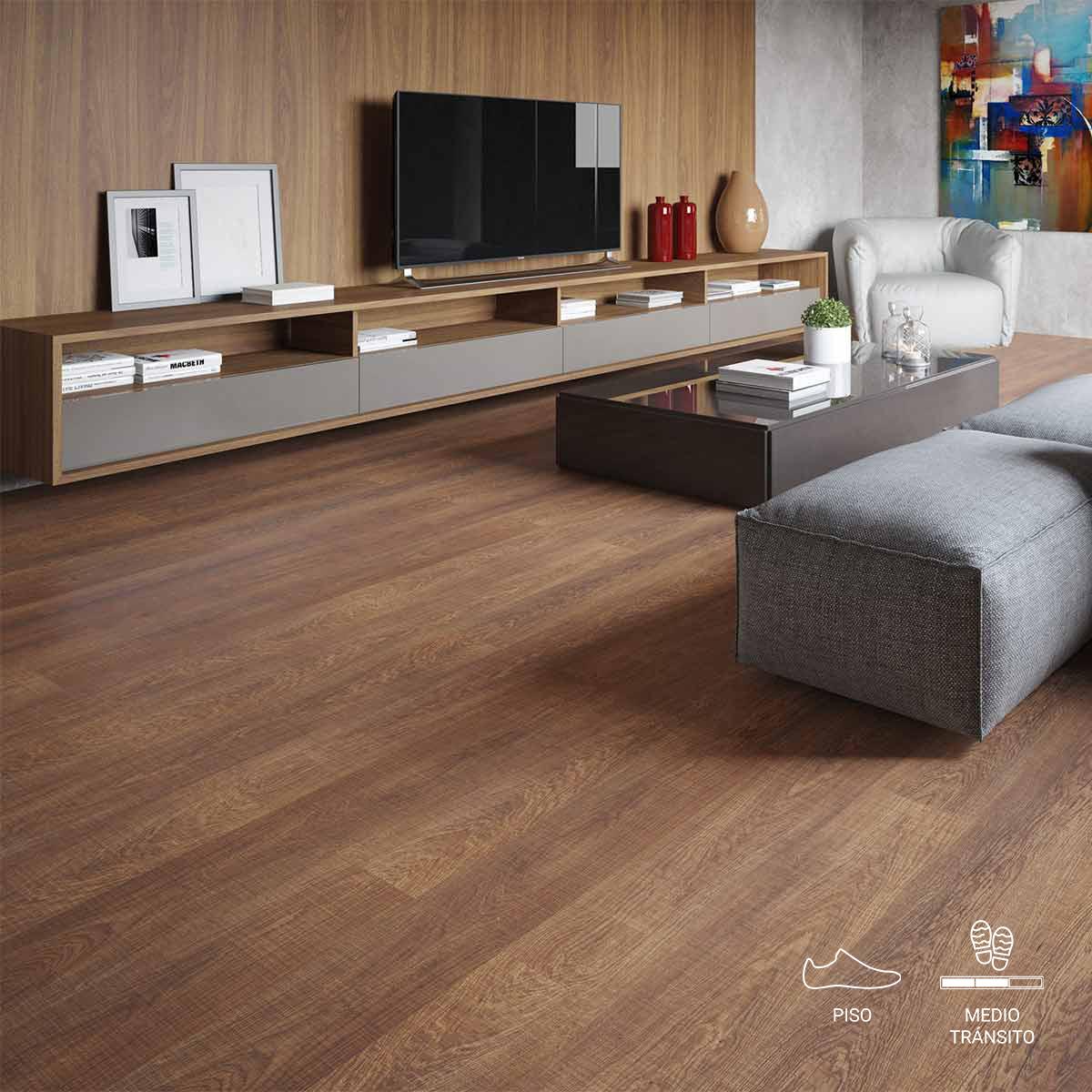 Piso Laminado Link Carvalho Memphis AC3 Marrón Mate - 24.8X134 cm - 2.99 m2