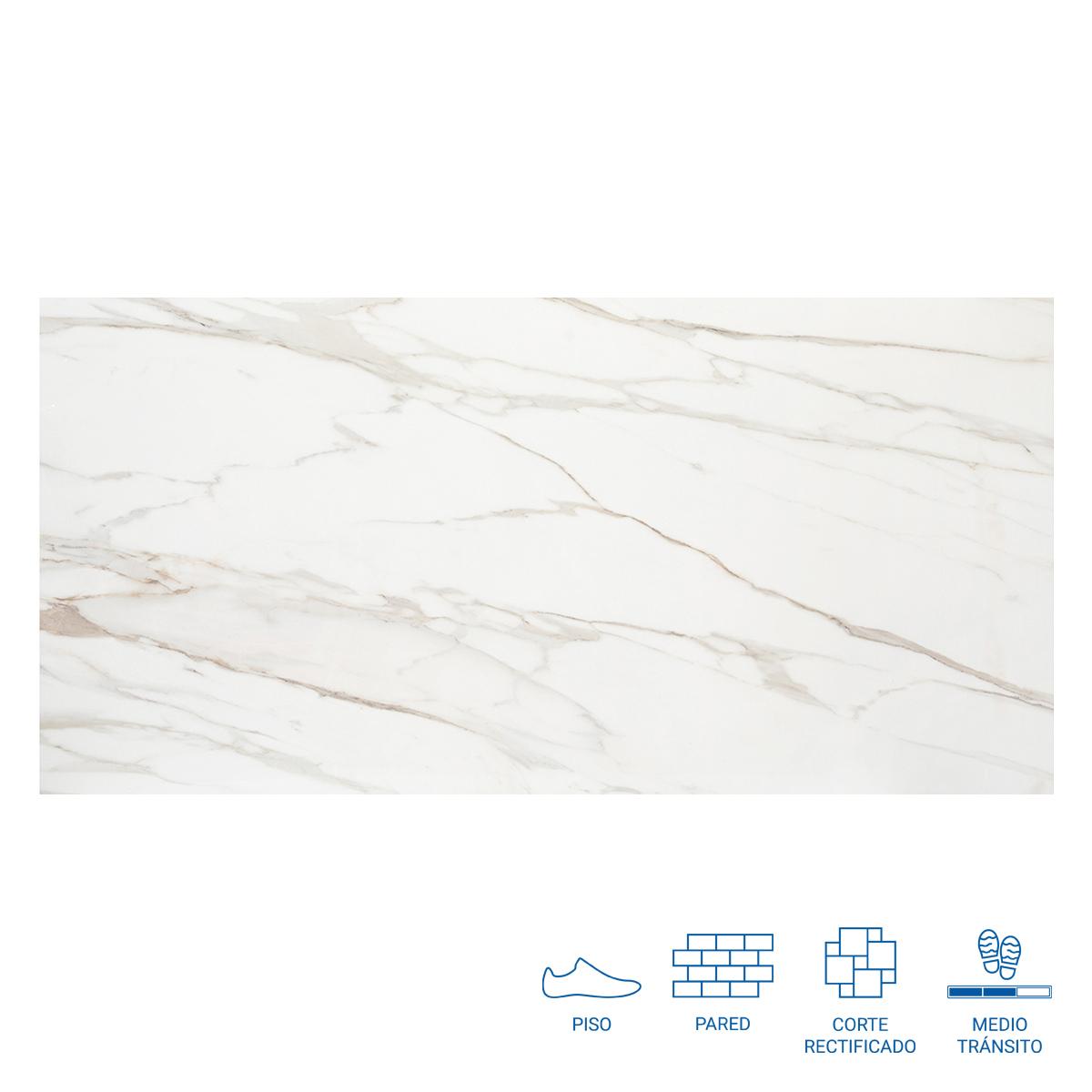Porcelanato Tele Di Marmo Blanco/Dorado Brillante - 90X180 - 3.24 m2