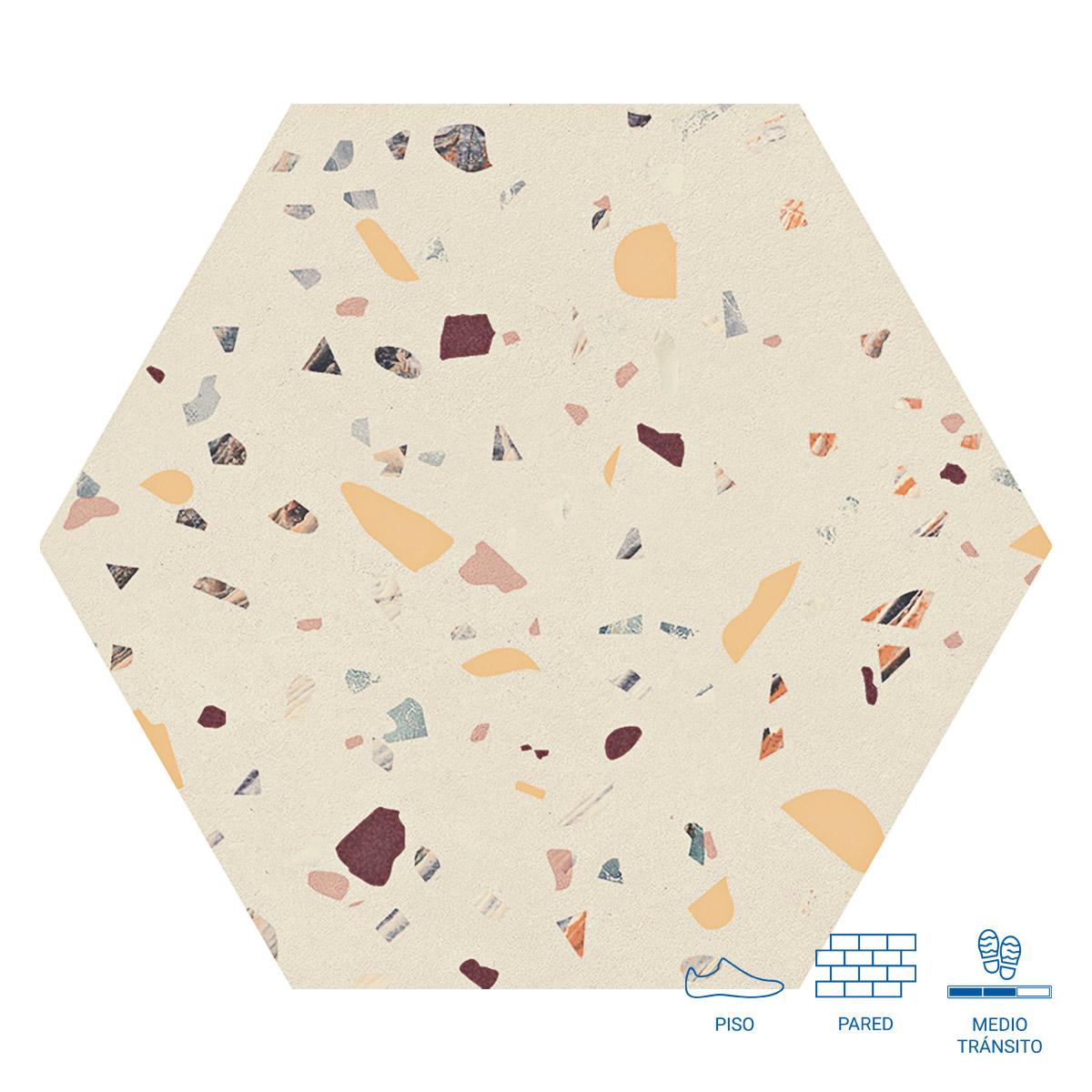 Porcelanato Confete Hexa Blanco Mix Natural Rectificado - 17.4 x 17.4 cm - 1.96 m2