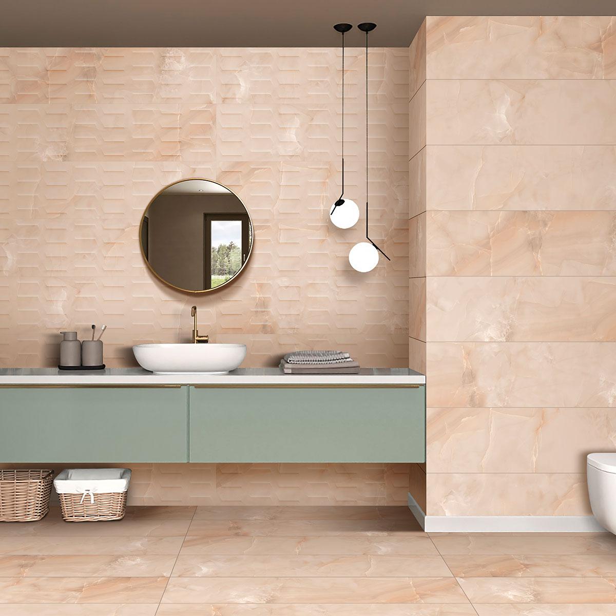 Porcelanato Cassinelli Design Marmi Onix Deco Beige Satin Rect.Dest.(Solopared) 30X120 Caja 1.44 M2