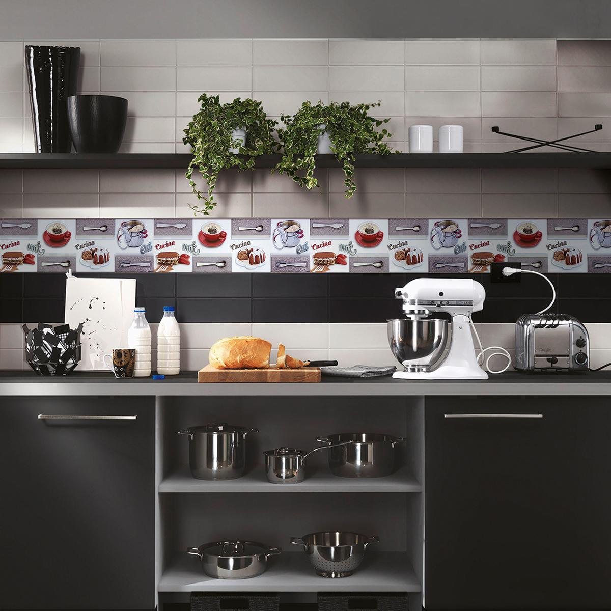 Listelo Cucina Gris Brillante - 14.6X44.3 cm - 1 pza