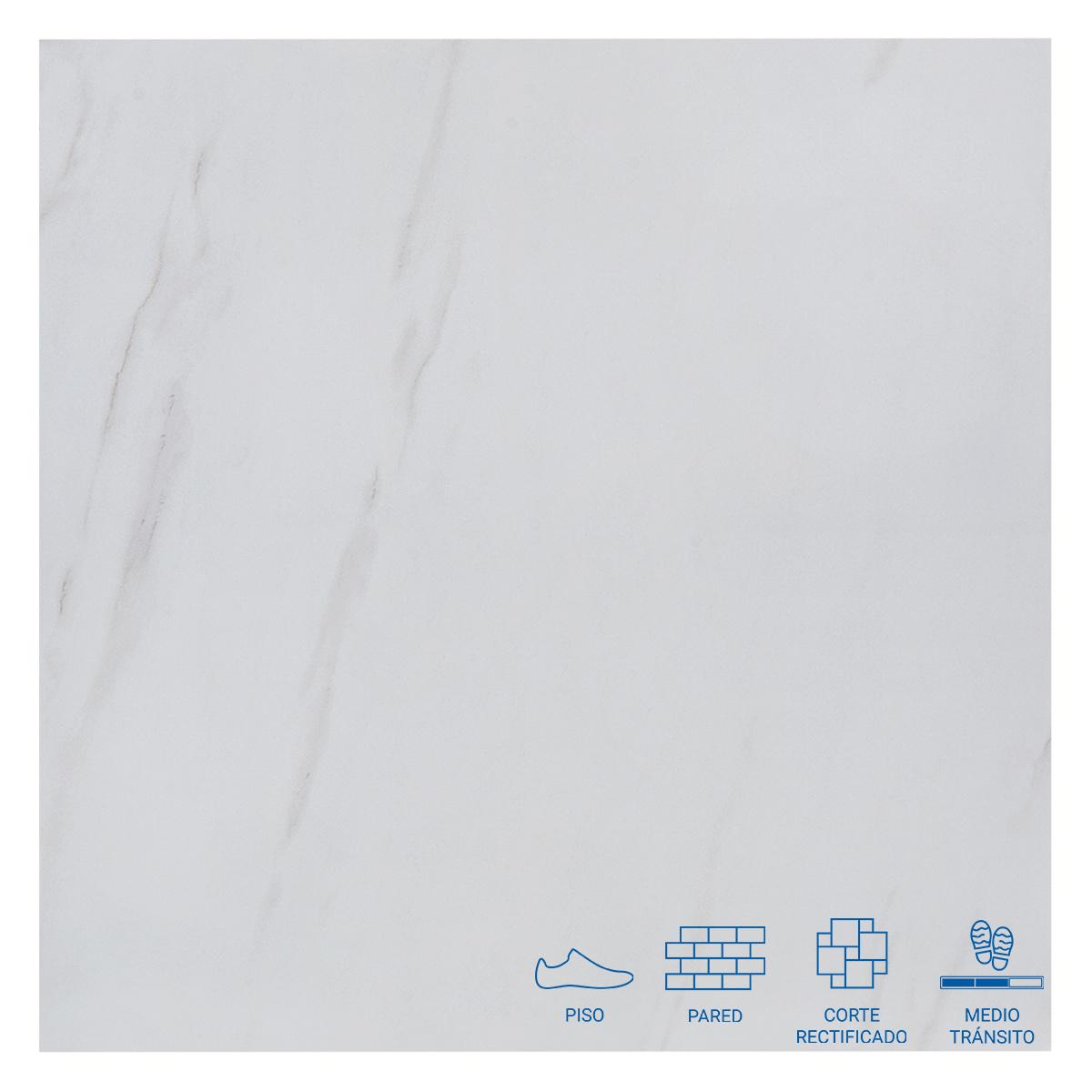 Piso Thassos Blanco Brillante - 59.6X59.6 cm - 1.42 m2