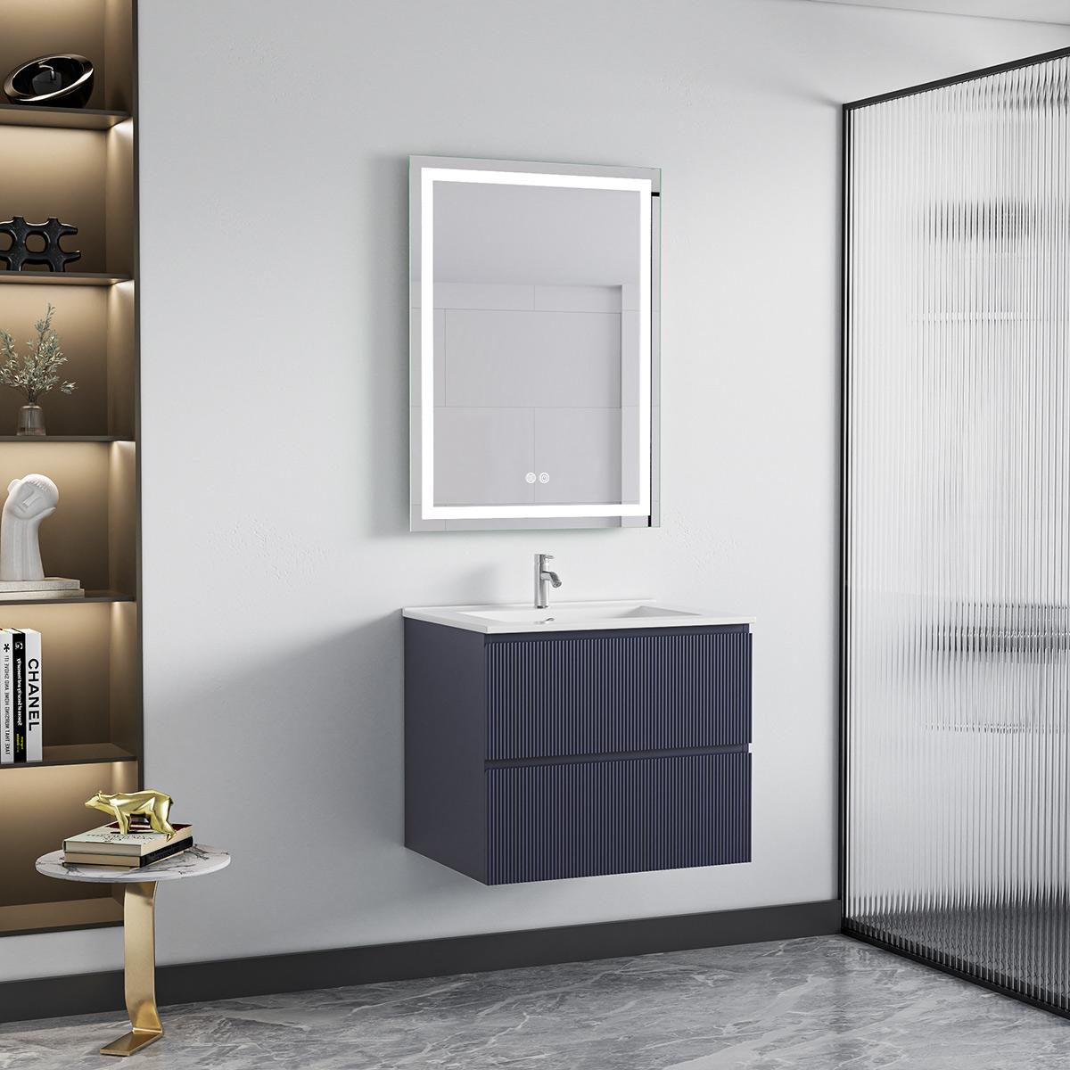 Mueble De Baño Golden Bath Lauren Azul 60X50X46 Cm C/ Rebose Inc. Lavatorio Empotrar