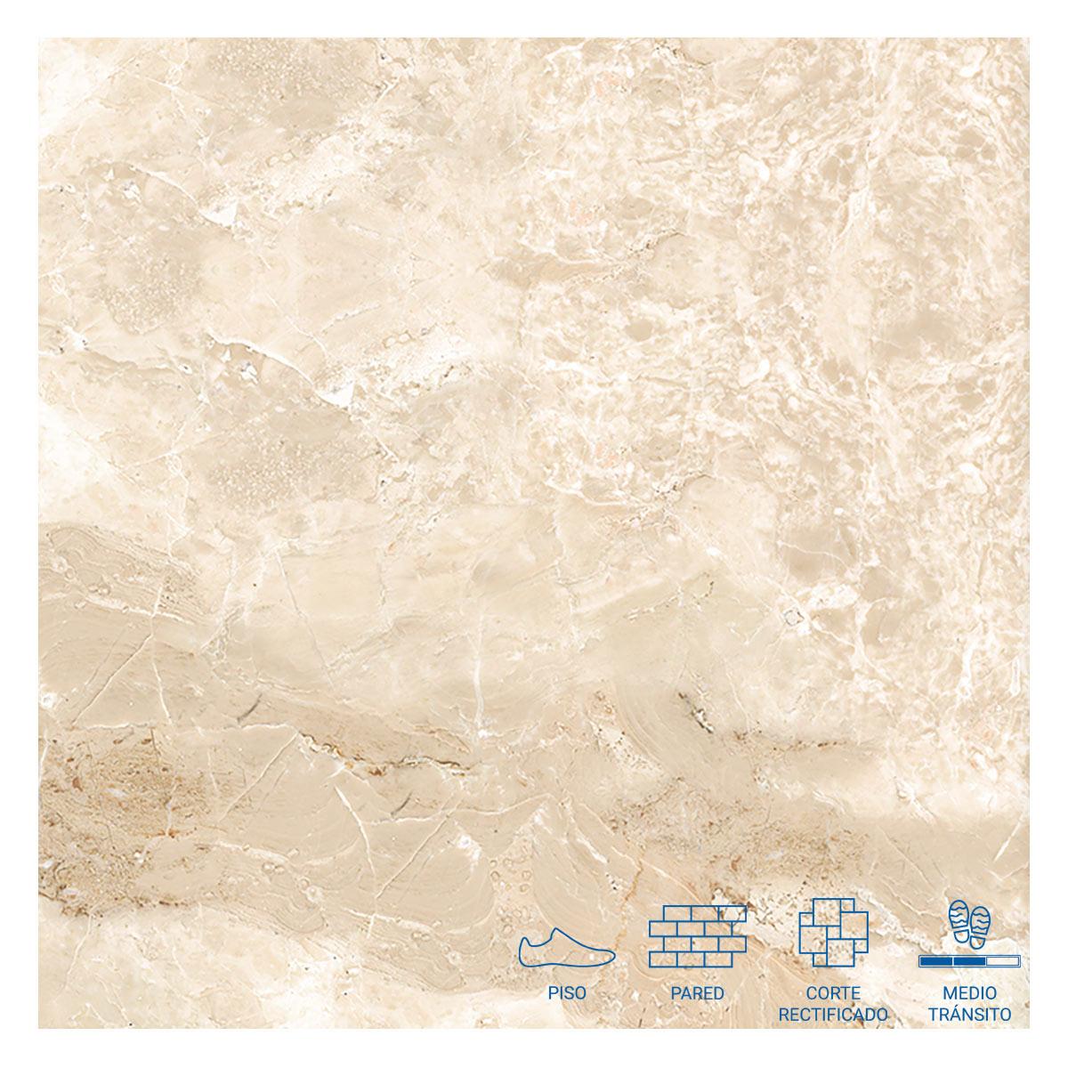 Gres Porcelánico Super Gloss Moscato Beige Brillante - 60X60 cm - 1.44 m2