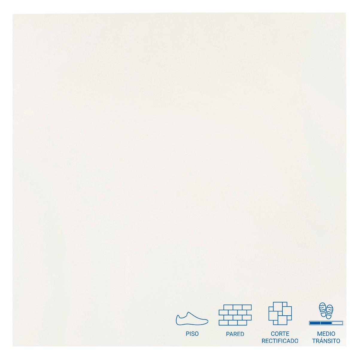 Porcelanato Unicolor Blanco Brillante - 60x60 cm - 1.44 m2