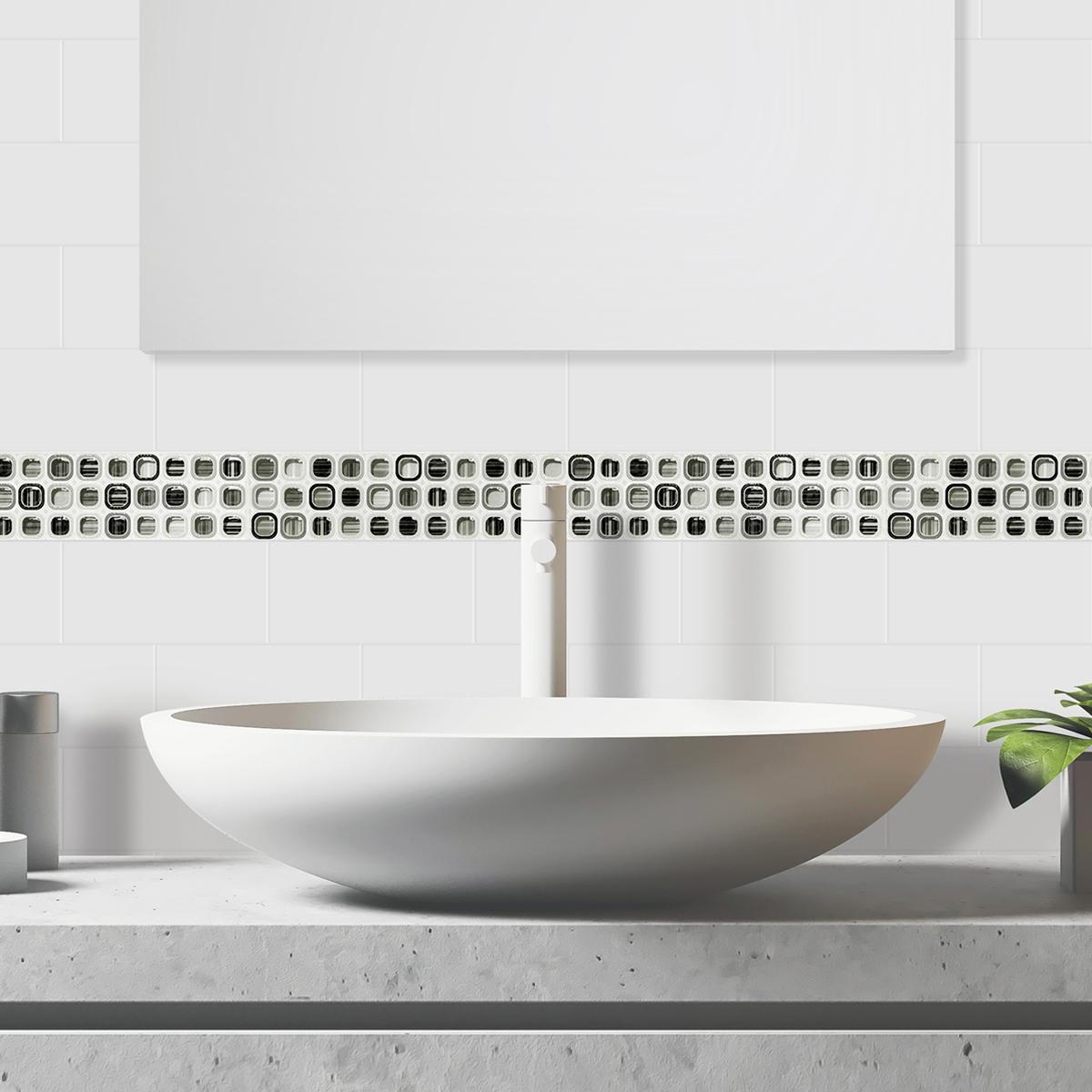 Listelo Grigio Blanco Brillante - 40X5.5 cm - 1 pza