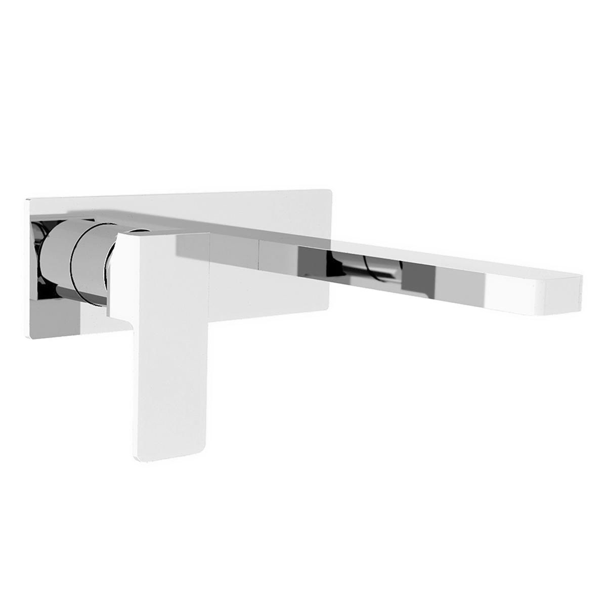 Monocomando Flatt Para Lavatorio A La Pared - Plateado