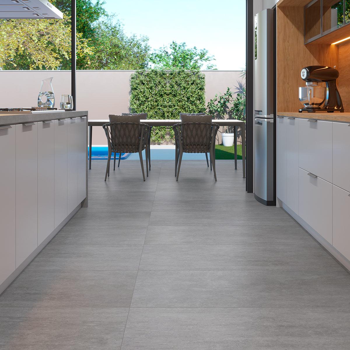 Piso Pietra Di Savoia Gris Oscuro Satinado - 58X120 cm - 2.09 m2