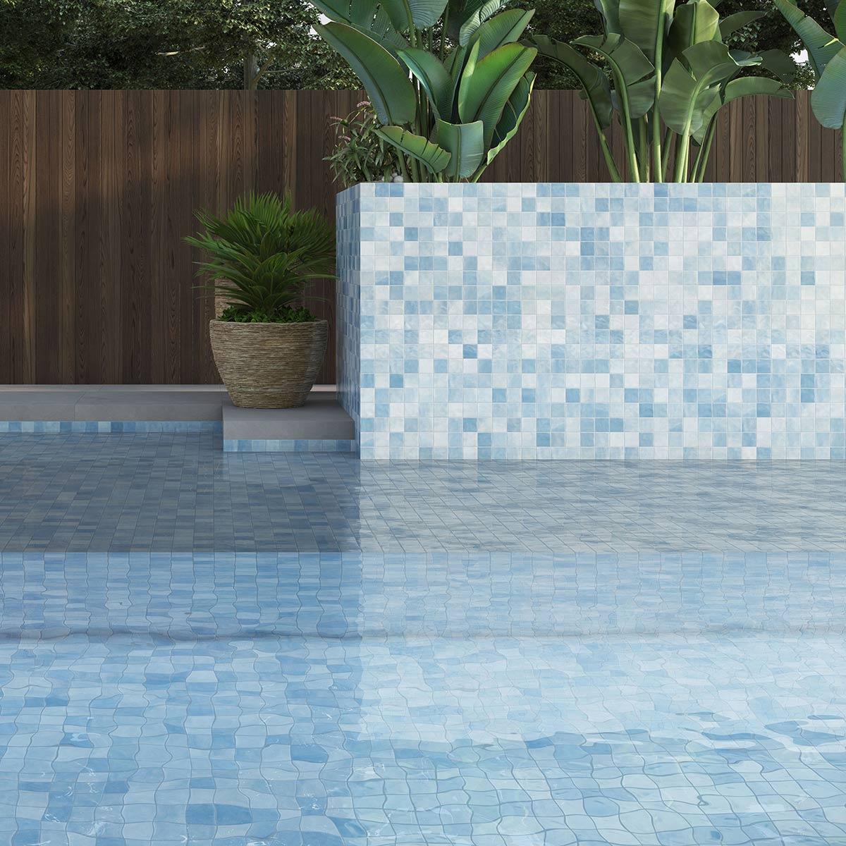 Gres Porcelánico Noronha Agua Mesh - 7.5 x 7.5 cm - Malla 31.2 x 39.1 cm - 1.59 m2