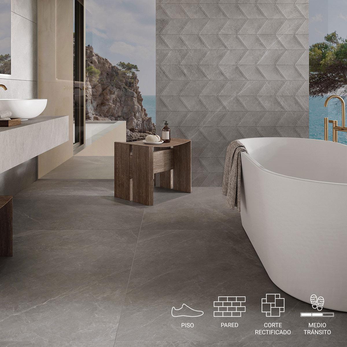 Porcelanato Mystic Gris Mate - 120X120 cm - 1.44 m2