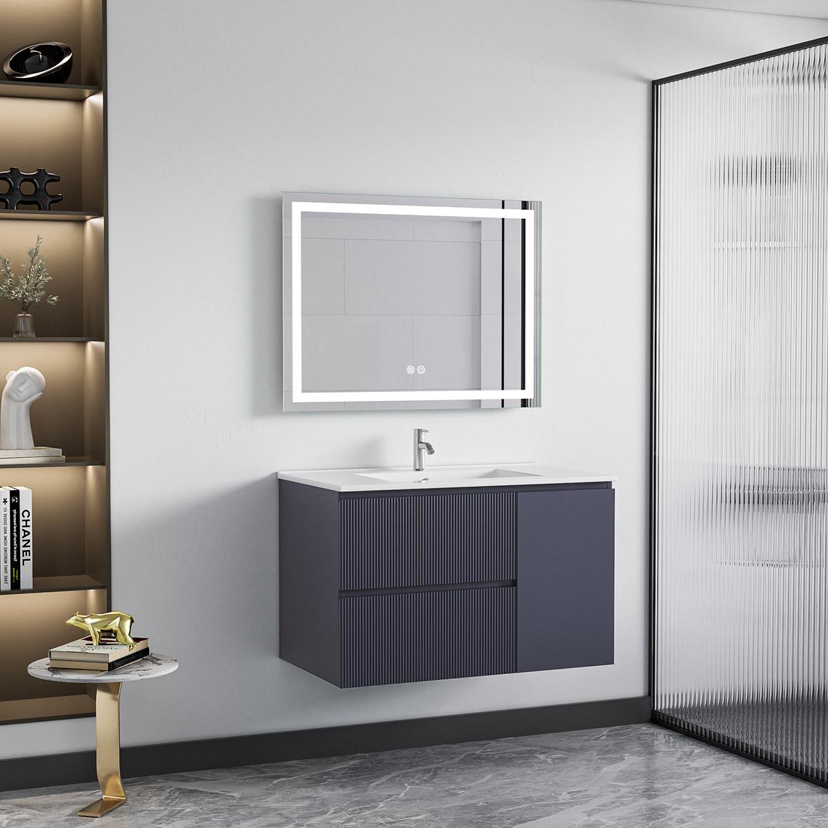 Mueble De Baño Golden Bath Tamis Gris 80X50X46 Cm C/ Rebose Inc. Lavatorio Empotrar