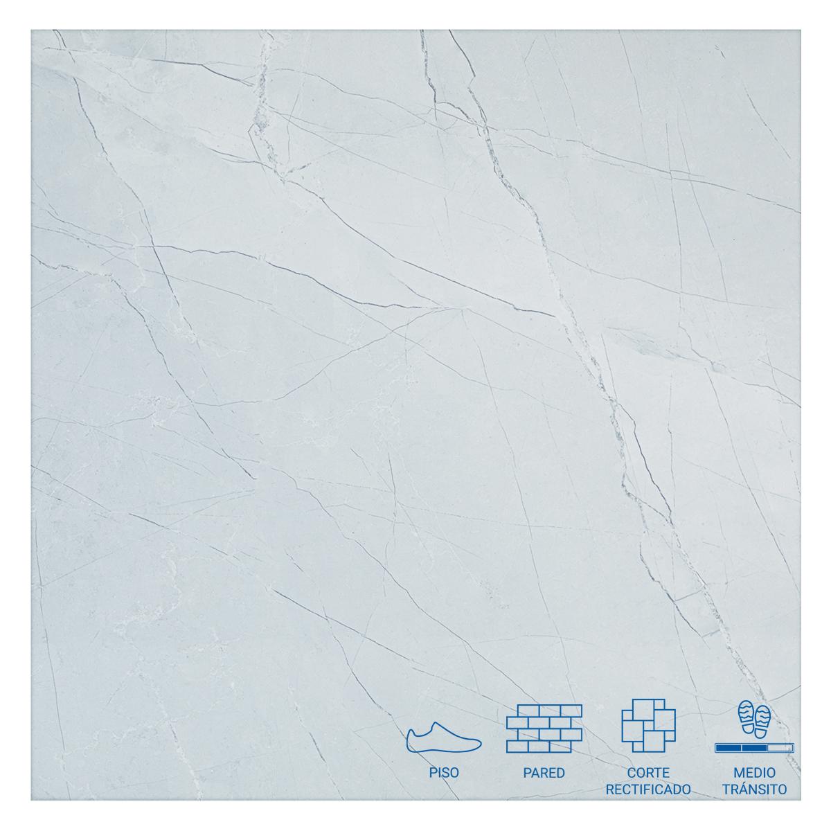 Porcelanato Armani Gris Claro Brillante - 60X60 cm - 1.44 m2