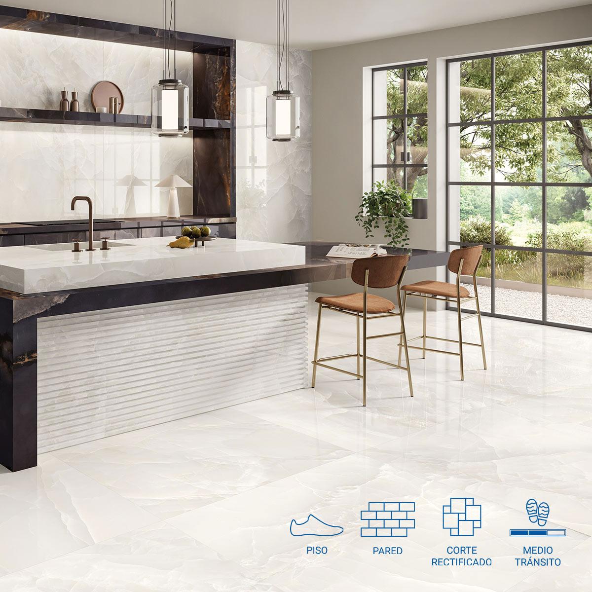 Porcelanato Tele Di Marmo Ivory Brillante - 60X120 cm - 1.44 m2