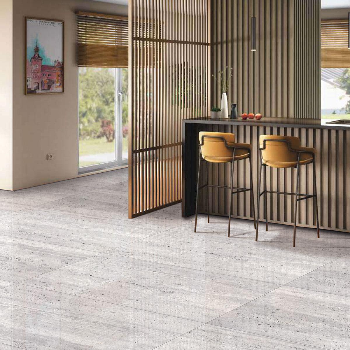 Porcelanato Cassinelli Design Travertino Grey Clrk Pulido Rect. Dest. 60X120 Caja 1.44 M2