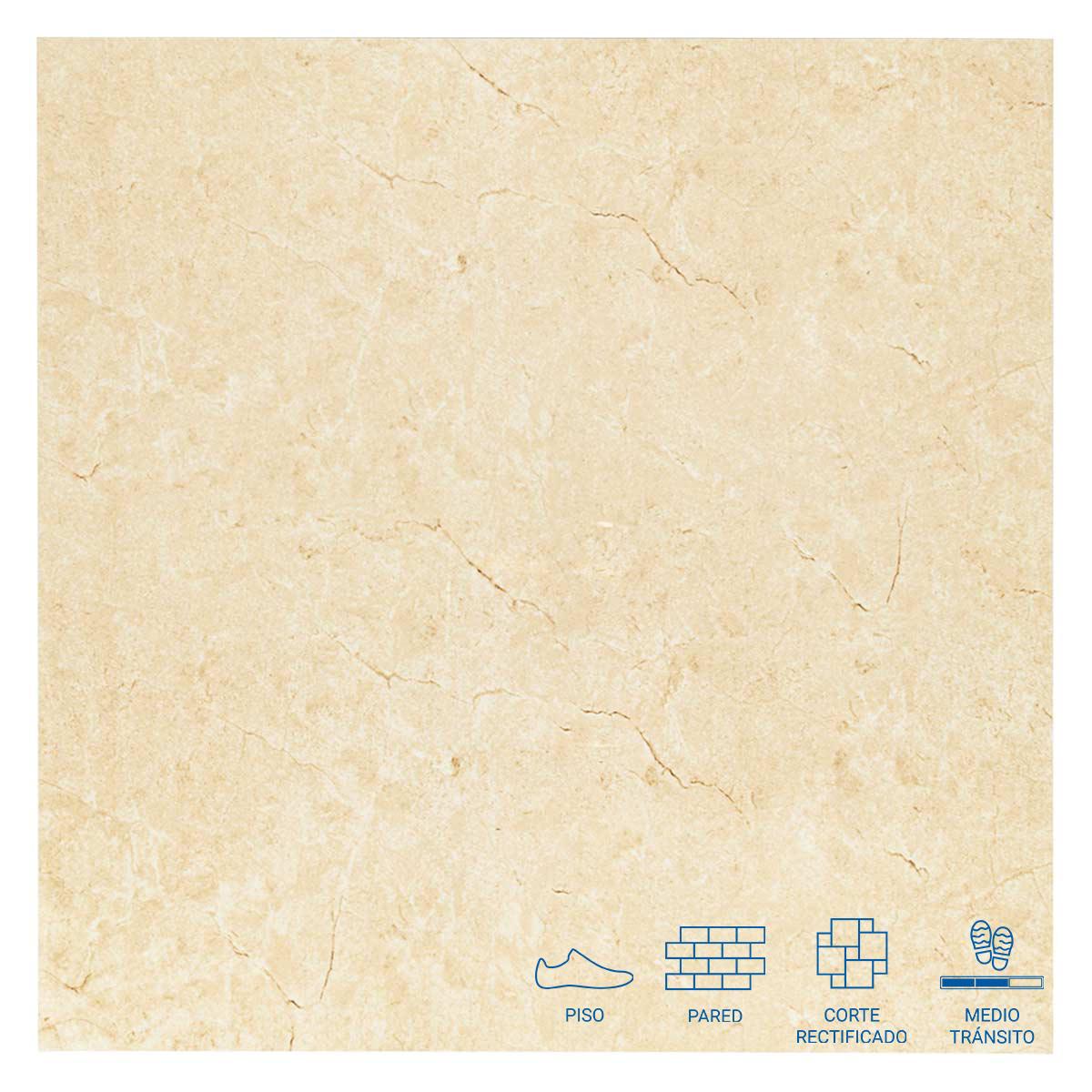Porcelanato Jaspe Crema Brillante - 60X60 cm - 1.44 m2