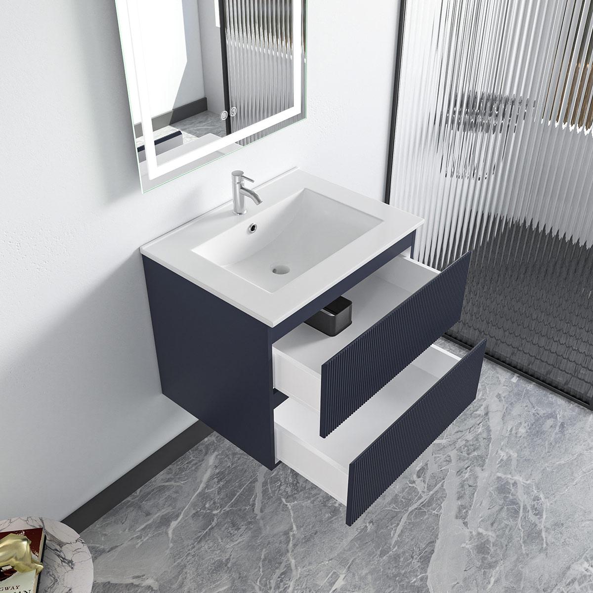 Mueble De Baño Golden Bath Lauren Azul 60X50X46 Cm C/ Rebose Inc. Lavatorio Empotrar