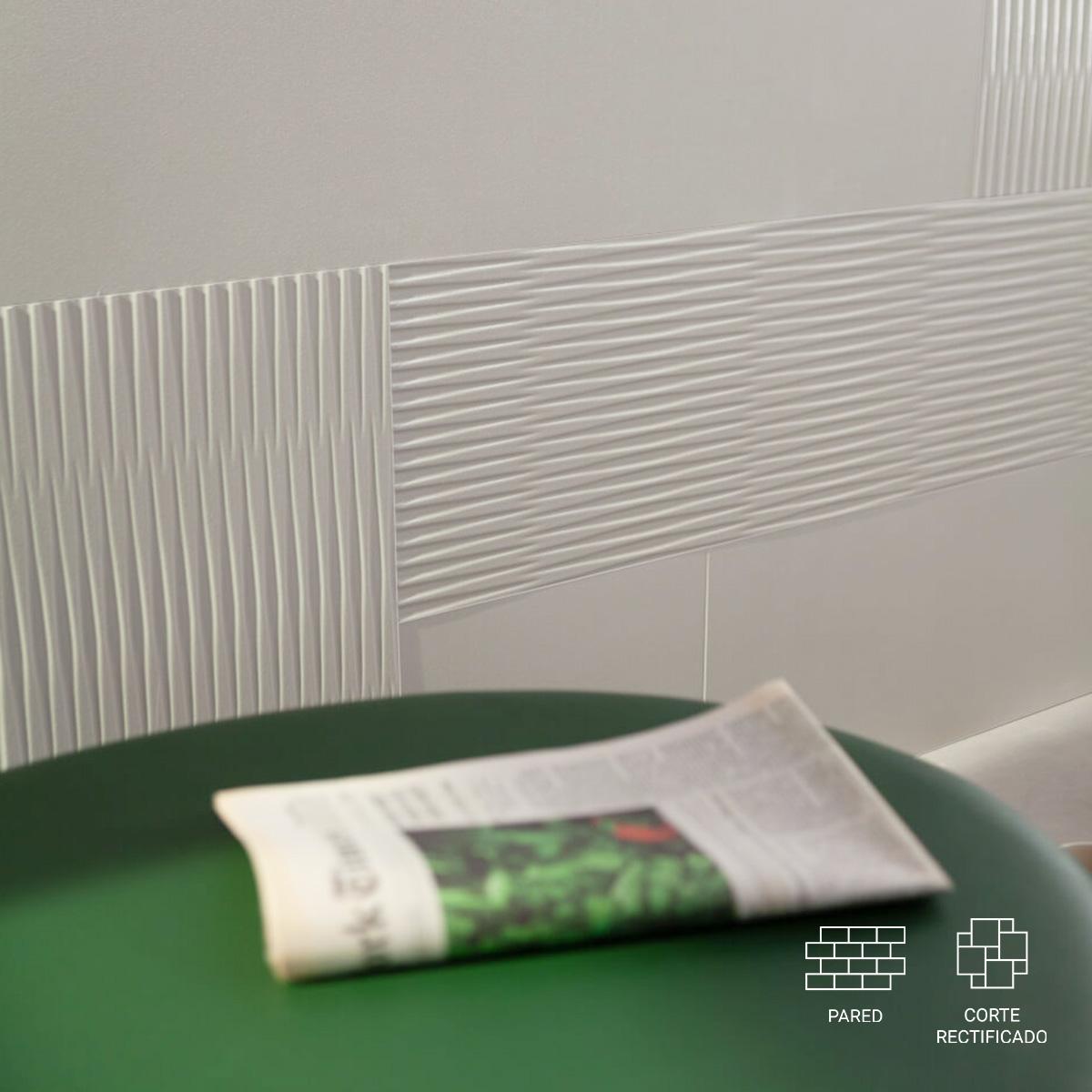 Mayólica Filo Argos Marfim Metalizado Rectificado - 30 x 90 cm - 1.62 m2