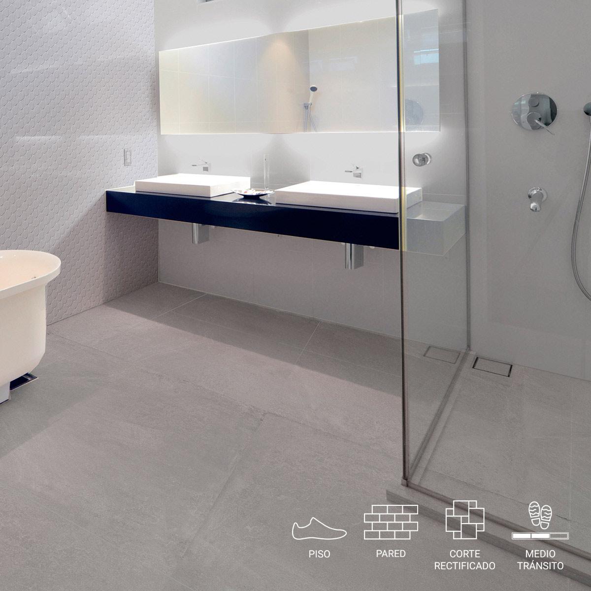 Porcelanato Cimento Gris Mate - 80X80 cm - 1.92 m2